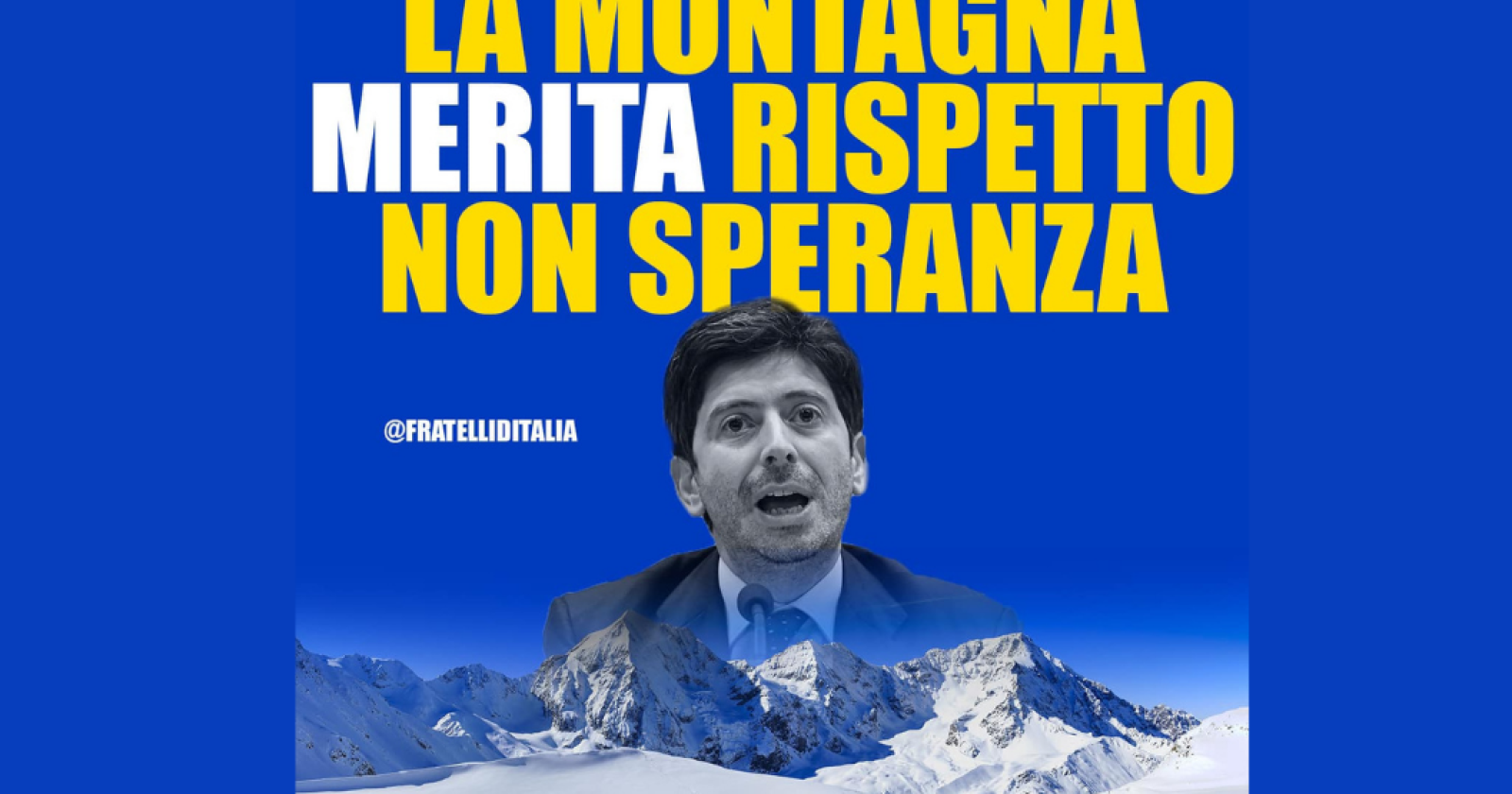 Stop sci. Meloni all'attacco: «La montagna merita rispetto, non merita Speranza»