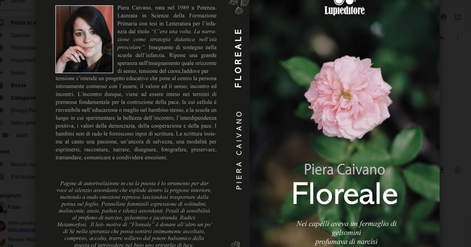 Floreale, il libro della scrittrice e poetessa picernese Piera Caivano 