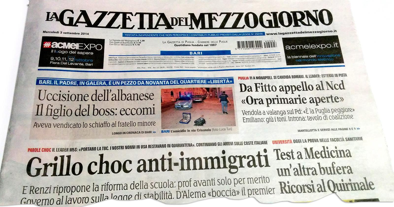Dal 2 agosto stop alle pubblicazioni de "La Gazzetta del Mezzogiorno" 