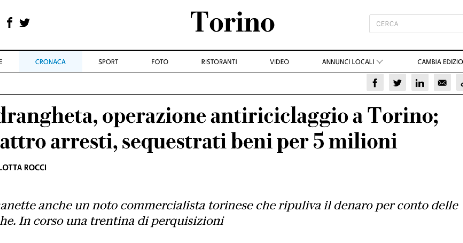  Intestazioni fittizie di quote societarie a Rionero in Vulture, sequestrato il 70 per cento dell'azienda agricola Ofanto. Erano di Pasquale Bafunno, indagato a Torino in un'inchiesta sulla 'ndranghet