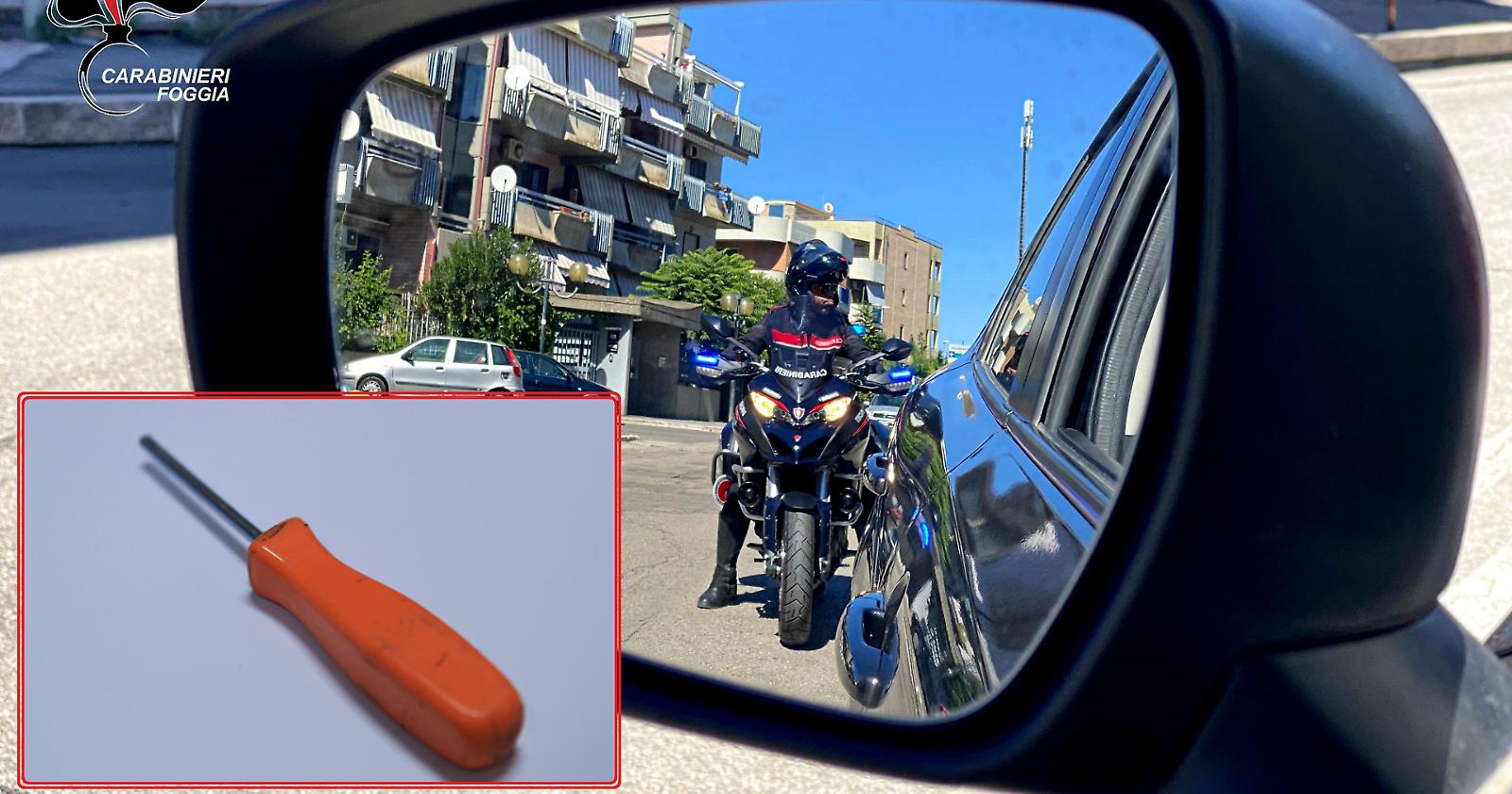 A Foggia carabiniere libero dal servizio arresta un delinquente di 15 anni alla guida di un'auto rubata