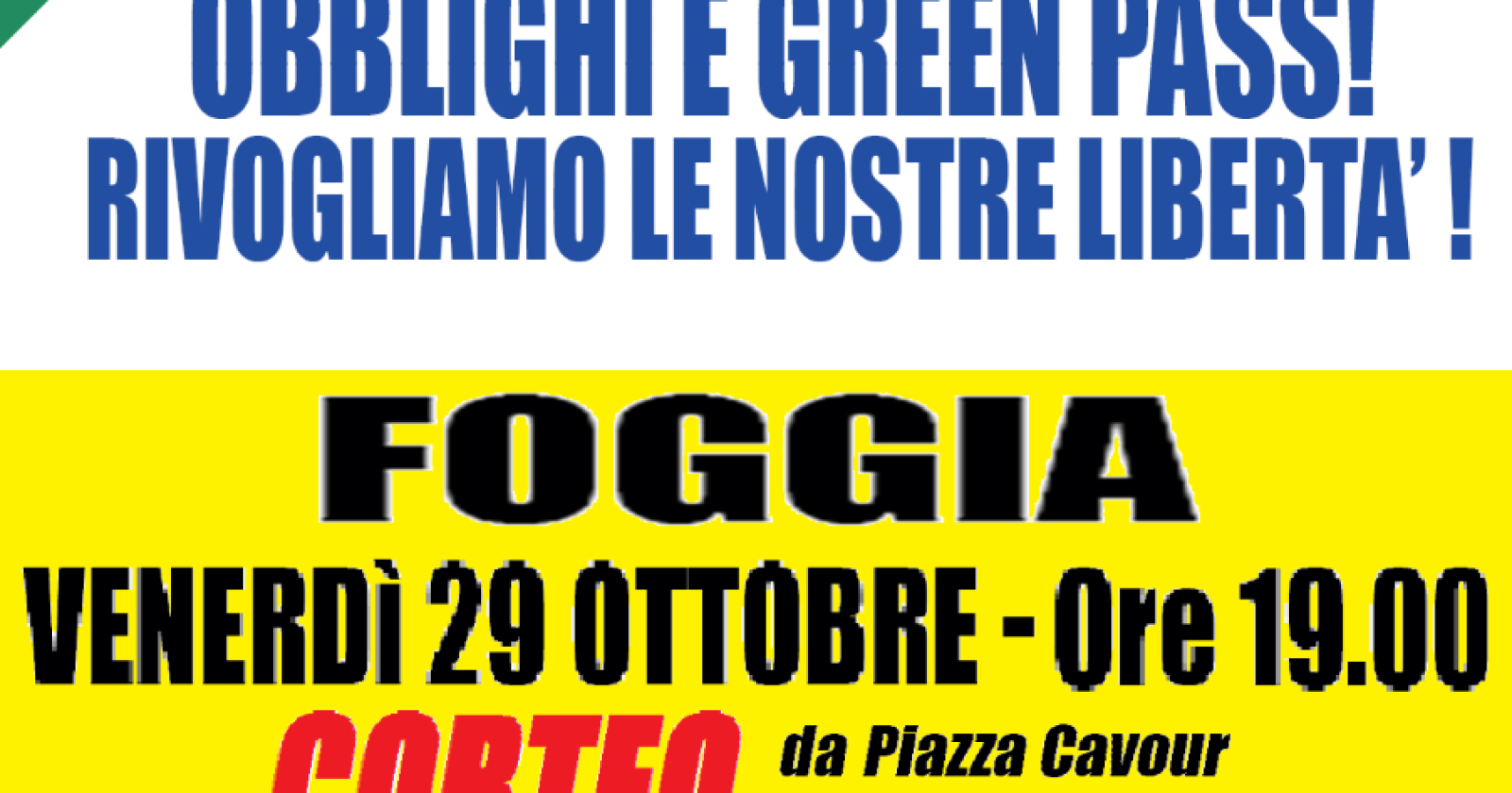A Foggia un corteo per dire "No al green pass"