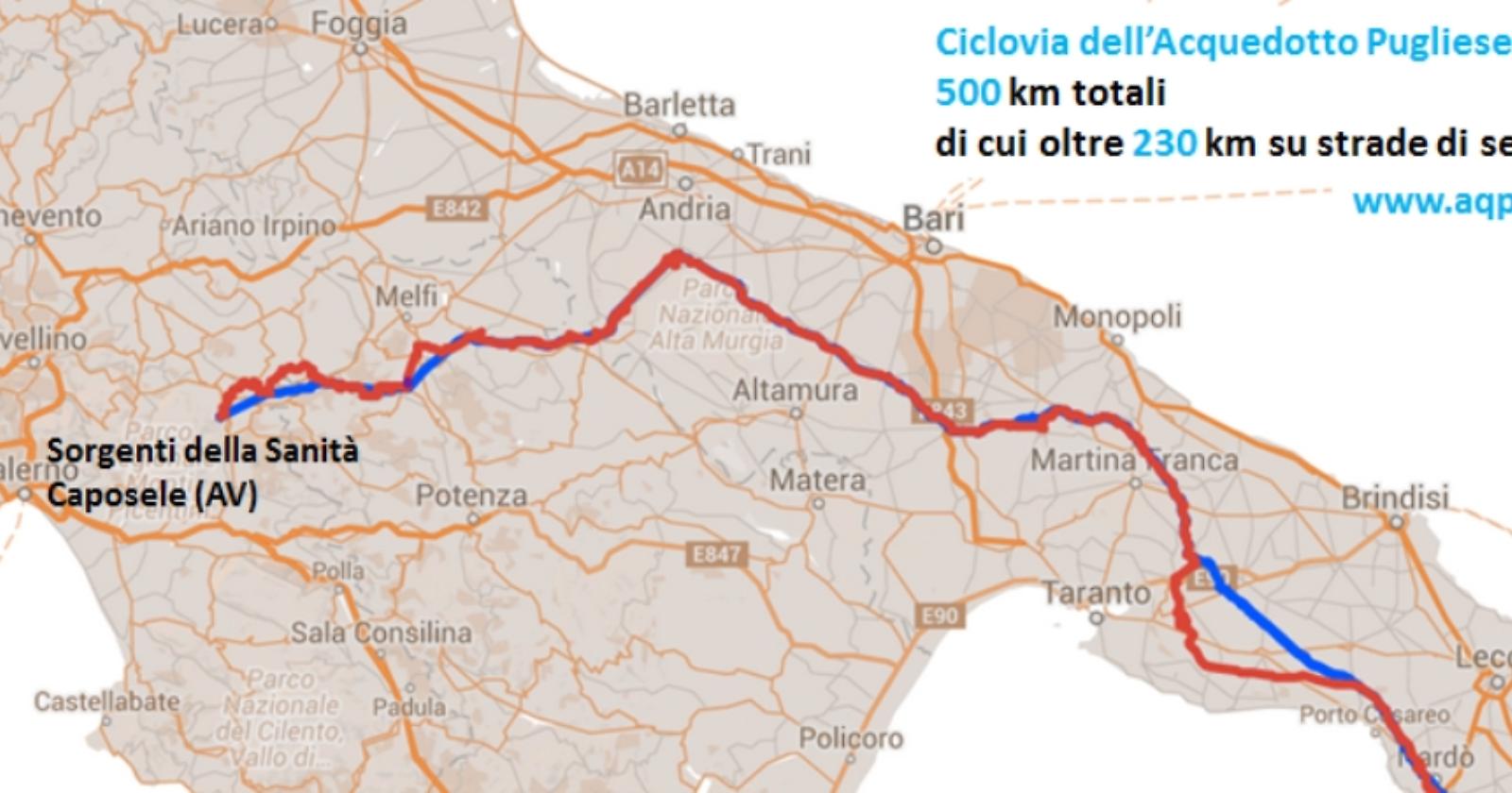 Pnrr: 39,5 milioni alla ciclovia dell’Acquedotto pugliese che attraversa anche la Basilicata 