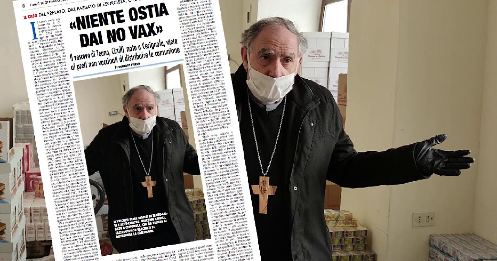 Il vescovo esorcista di Cerignola scomunica i suoi preti non vaccinati: «Da loro niente comunione»