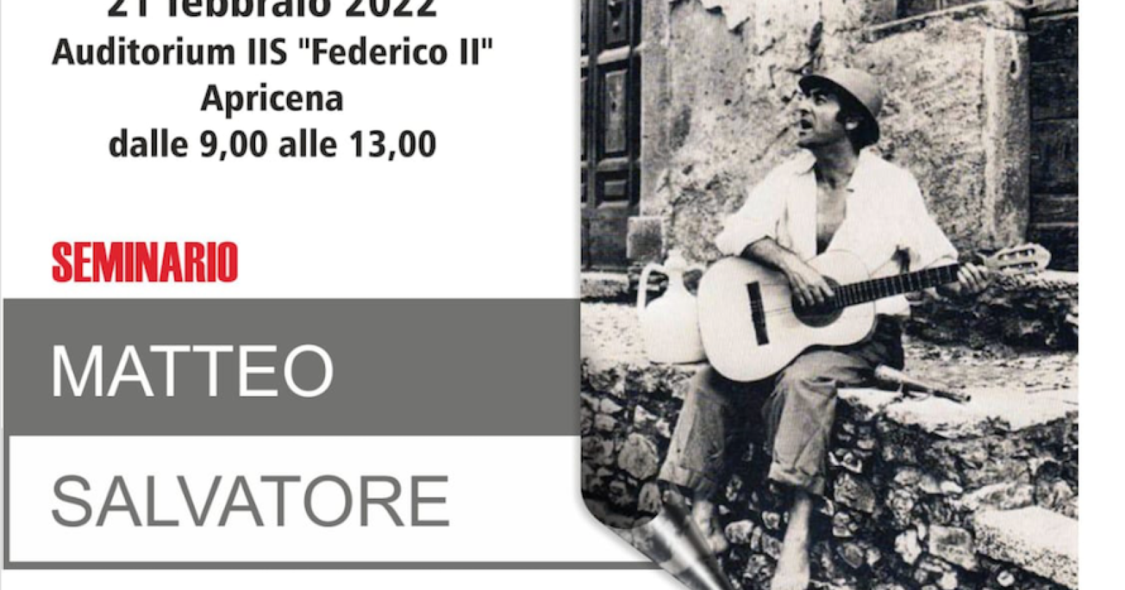 Il "Federico II" di Apricena celebra la 'parola' con Matteo Salvatore