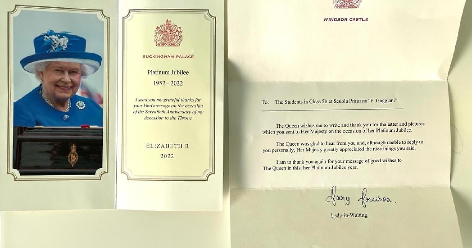 Una storia da raccontare, Queen Elisabeth II risponde agli auguri della V B di Pomarico