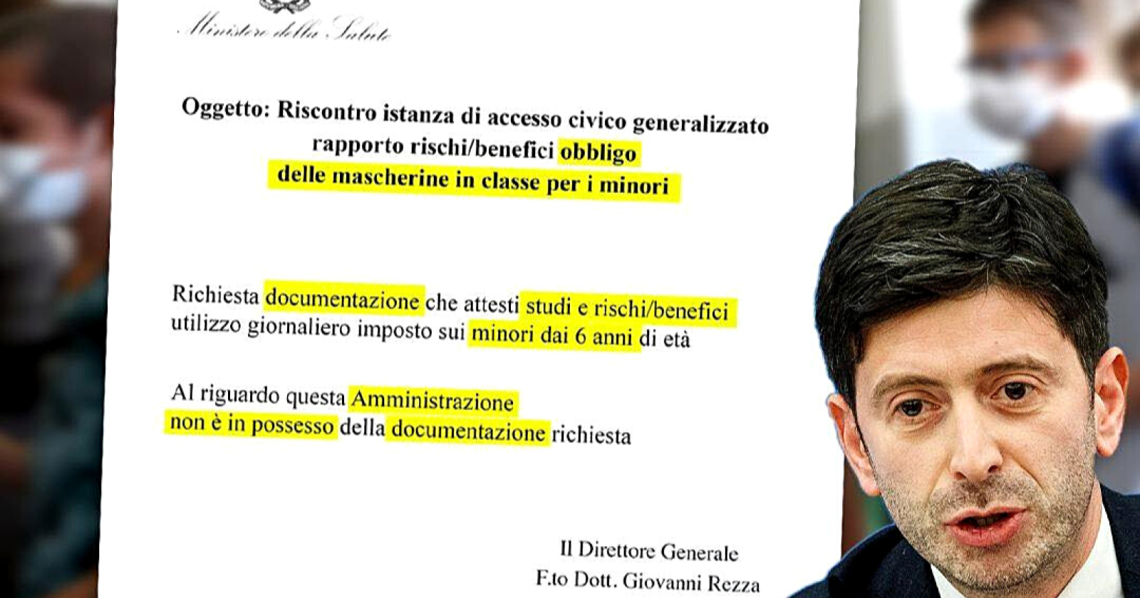 Mascherina a scuola? Incredibile: Speranza non sa il perchè e neppure il ministero della Salute