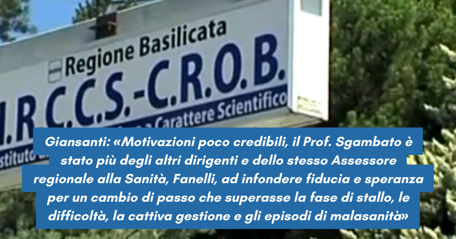 Crob, c'è un giallo sulle dimissioni del direttore scientifico Sgambato?