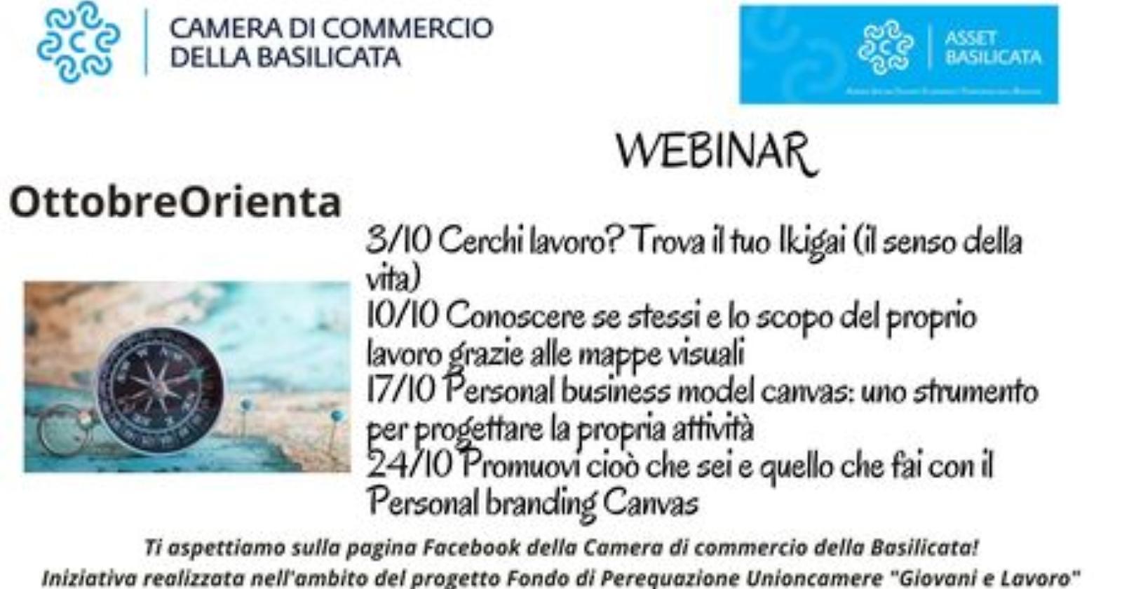 Camera di commercio della Basilicata, ecco "Ottobre Orienta": webinar, orientamento e non solo