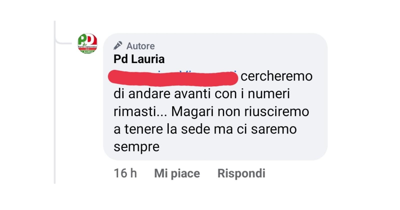 Senza i Pittella si sgonfia il Pd di Lauria: in 4 abbandonano i Dem, a rischio anche la sede 