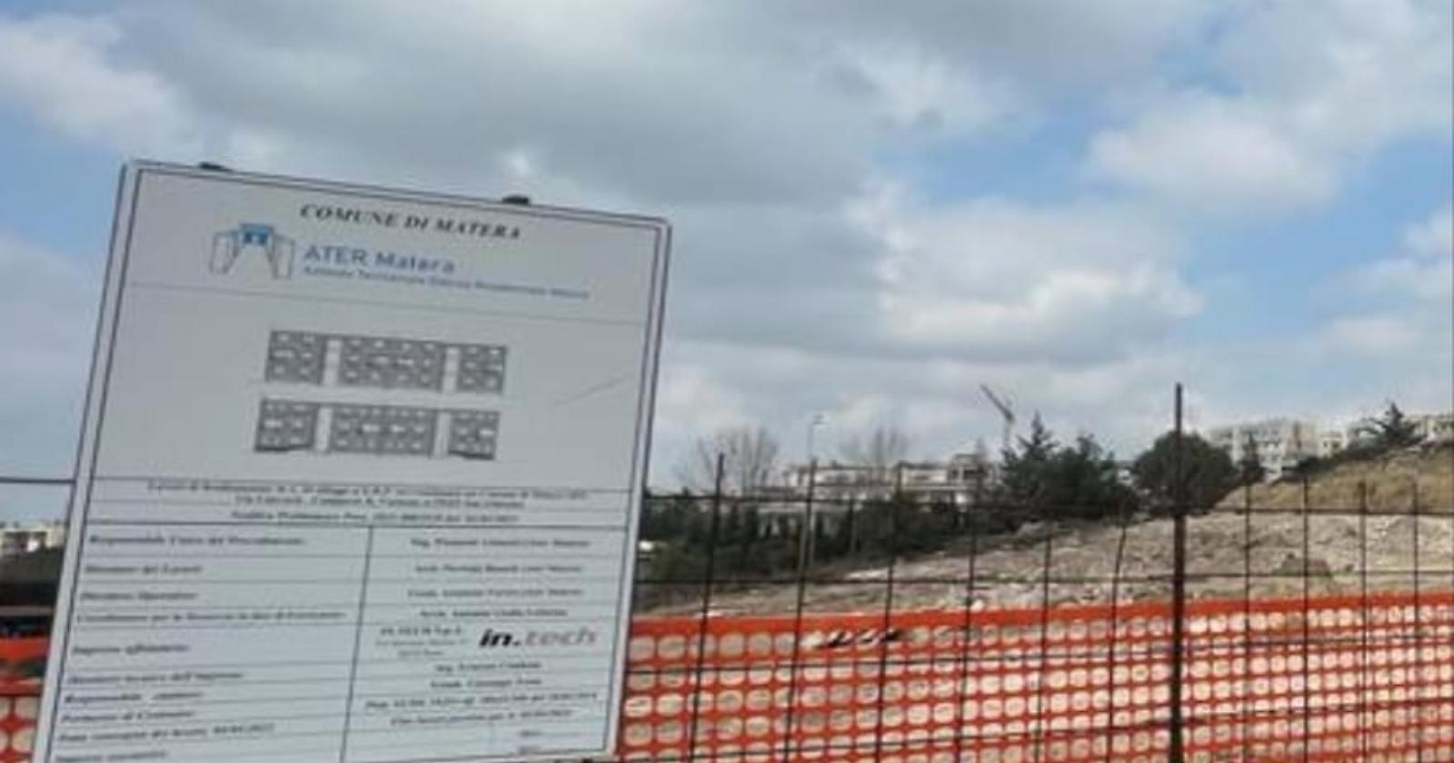 Matera, aperto dall'Ater un cantiere per 24 alloggi: saranno pronti nel 2024