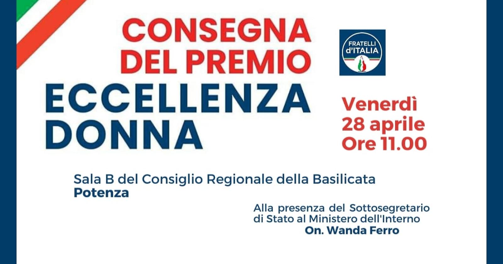 FdI Basilicata porta il Premio Eccellenza Donna in terra lucana
