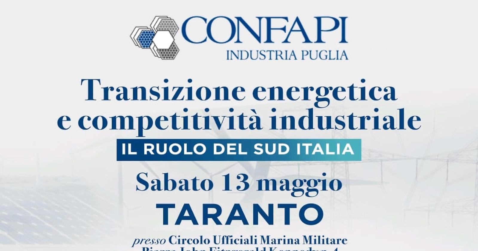 A Taranto tutto pronto per l'evento 'Transizione energetica e competitività industriale. Il ruolo del Sud Italia': ospiti il ministro Fitto e il sottosegretario Sisto 