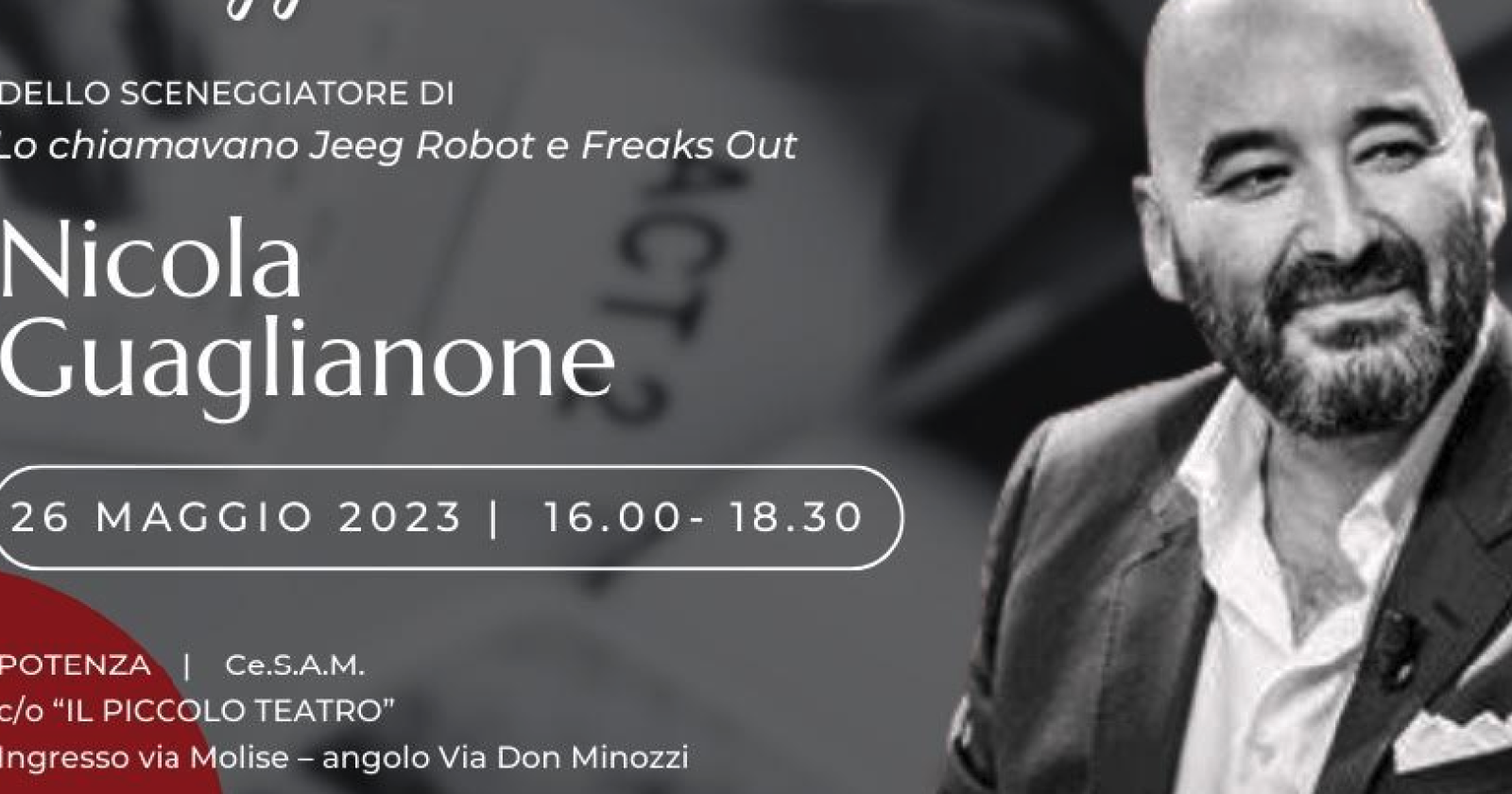 Potenza, storie di supereroi: al CeSam la masterclass di Nicola Guaglianone