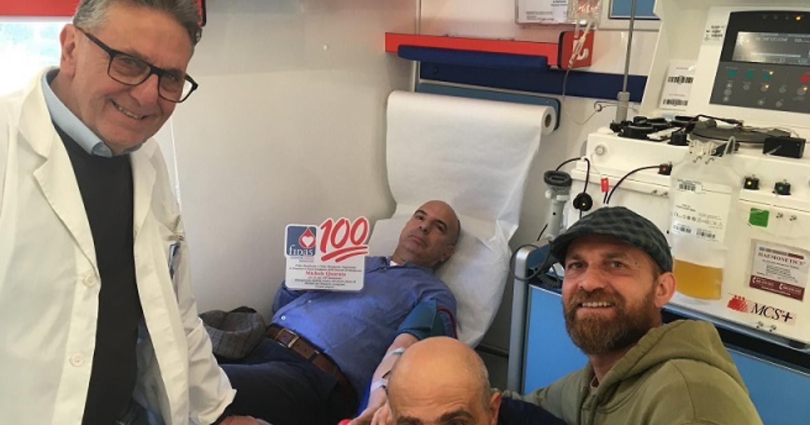 Fidas Metaponto: centesima donazione di sangue per il fondatore Michele Quarato