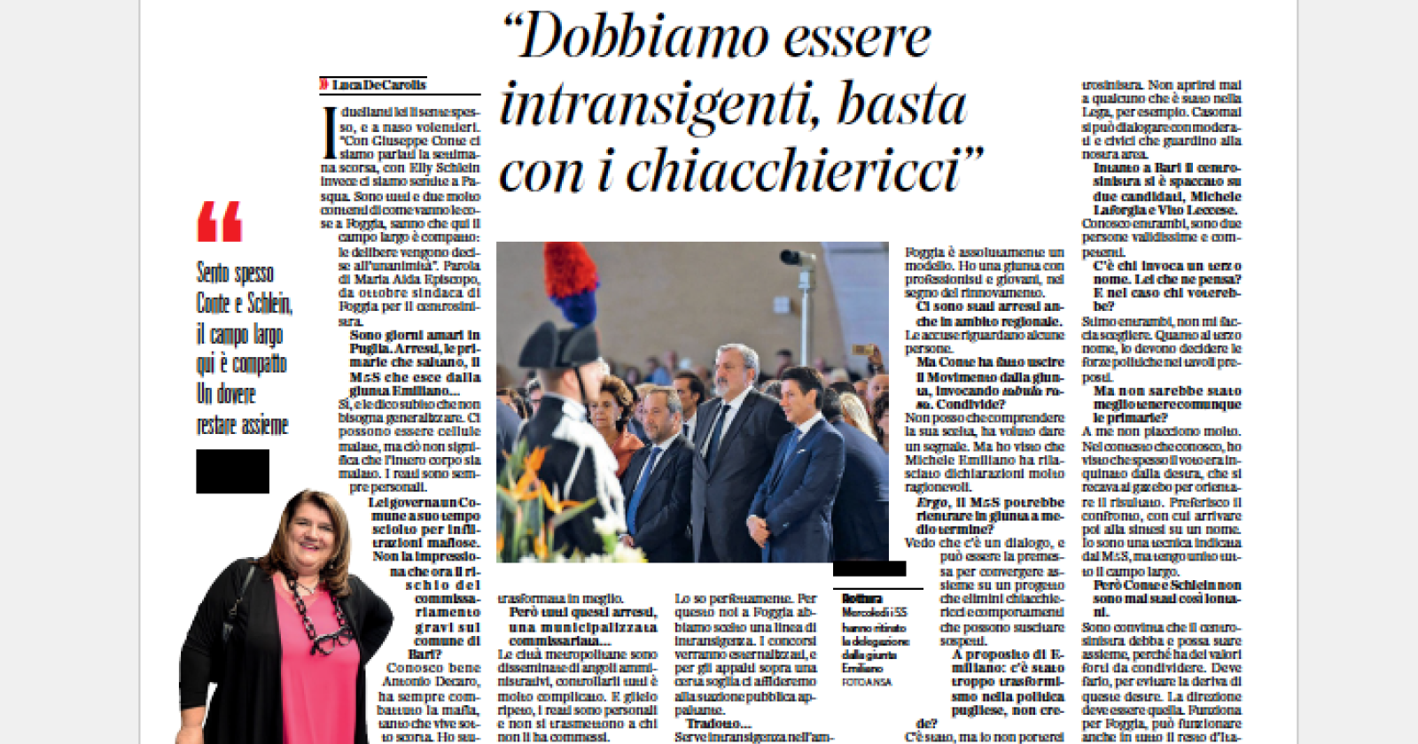 Episcopo ricorda a Conte e Schlein il modello Foggia per restare insieme. "Assolve" Decaro e apprezza Emiliano, criticandone il trasformismo