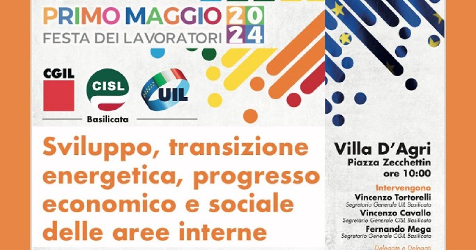 Primo Maggio: a Villa d'Agri la manifestazione di Cgil, Cisl e Uil
