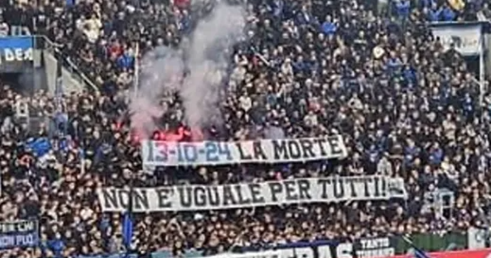 Da Bergamo a Palermo striscioni contro il mancato rinvio di Foggia-Catania : «La morte non è uguale per tutti»