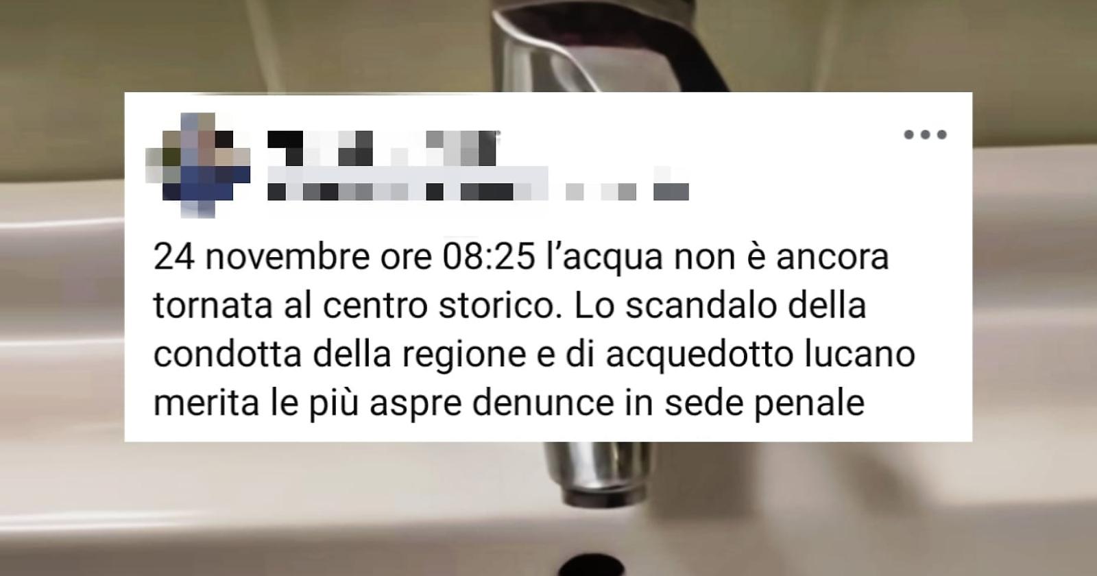 "Così non ci siamo", Centro storico di Potenza: rabbia per il ripristino non puntuale del servizio idrico
