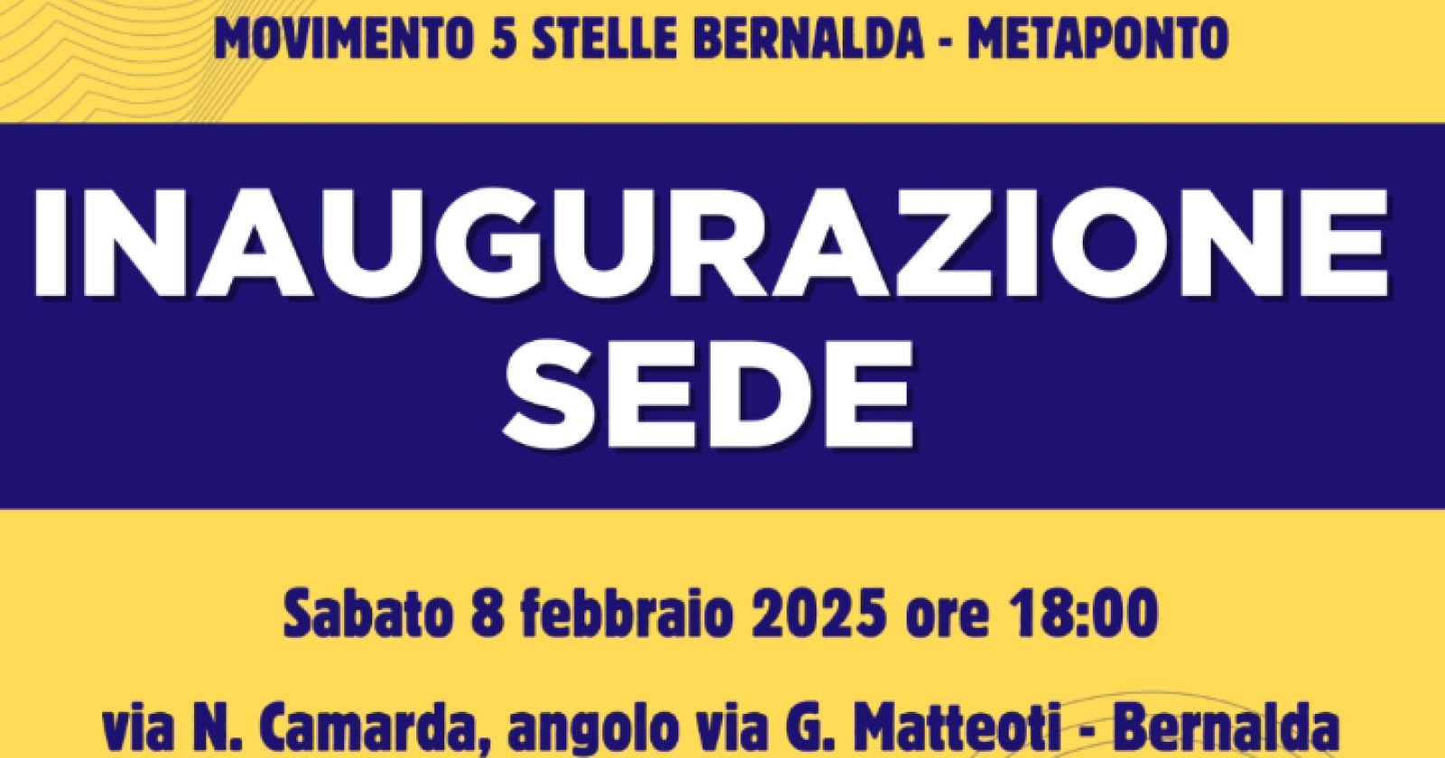 Tutto pronto a Bernalda per l'inaugurazione della sede pentastellata