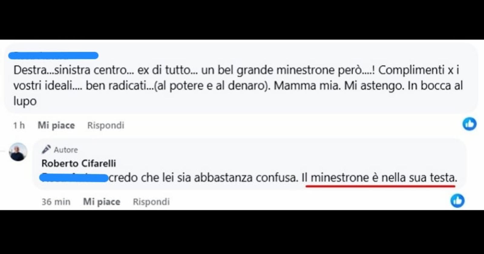 «Il minestrone è nella sua testa»: Cifarelli inciampa sui social 
