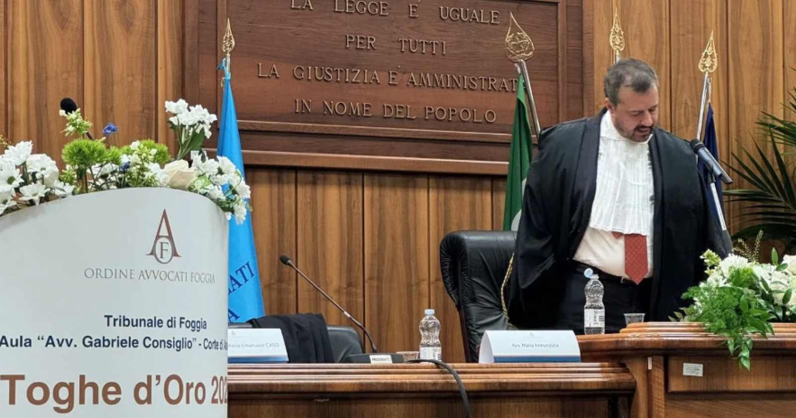 Sedici nuove "Toghe d'oro" a Foggia, Ursitti: 50 anni di professione per la giustizia