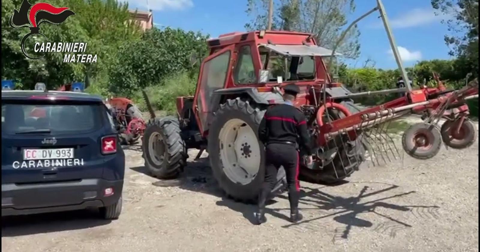 I Carabinieri della Basilicata recuperano mezzi agricoli rubati nelle province di Campobasso, Matera, Padova e Foggia