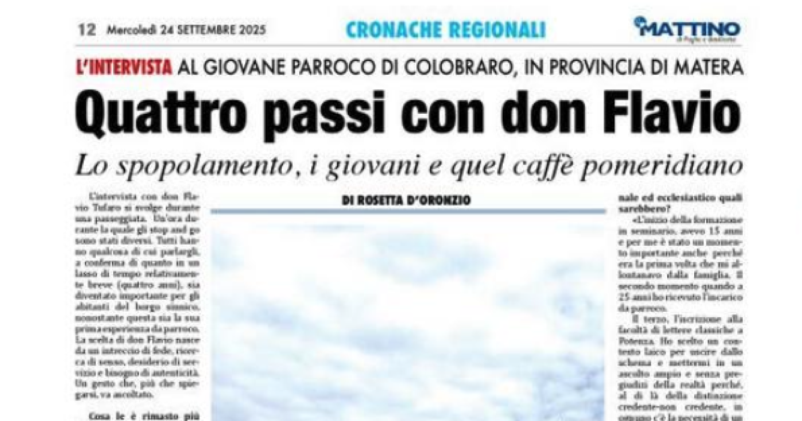 Quattro passi con don Flavio. Intervista al giovane parroco di Colobraro