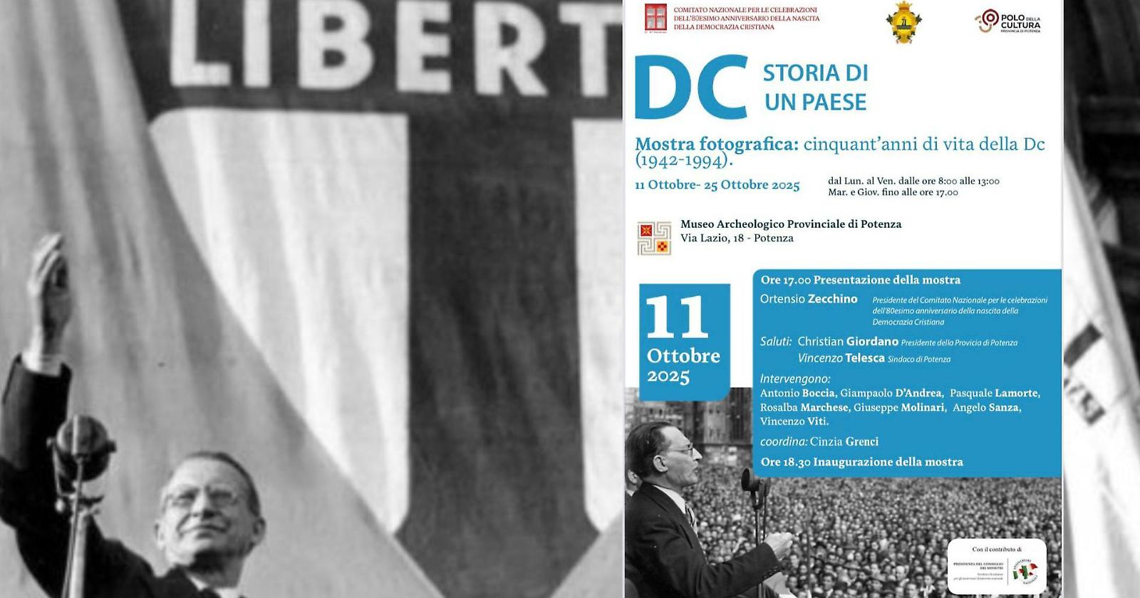 'Dc, storia di un Paese': a Potenza la mostra fotografica per celebrare lo scudo crociato 
