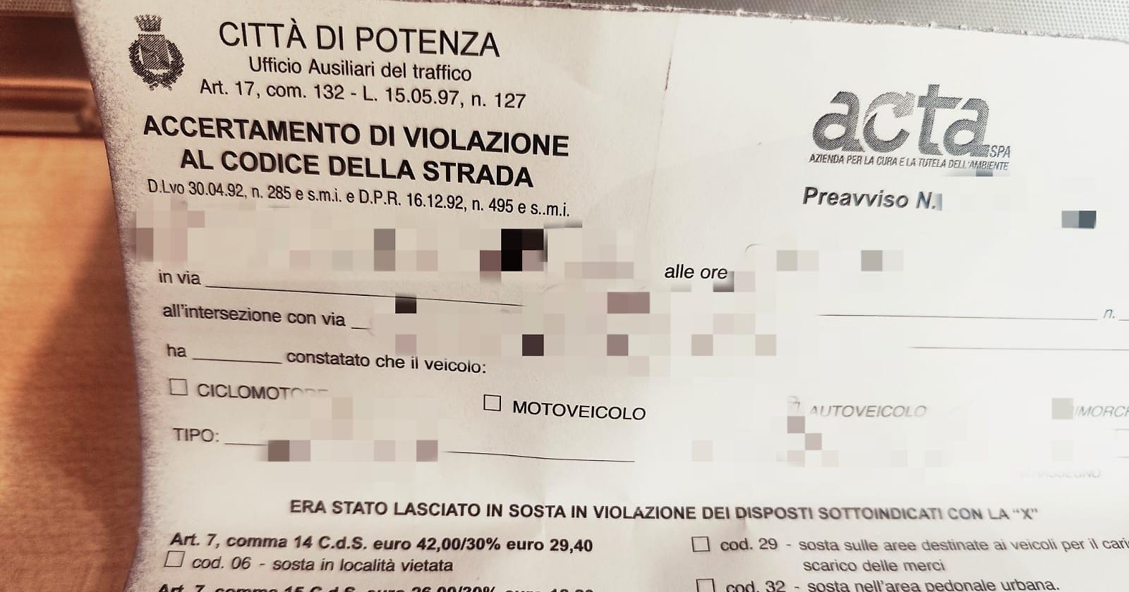 Potenza: in Via Cavour parcheggi trappola e multe lampo