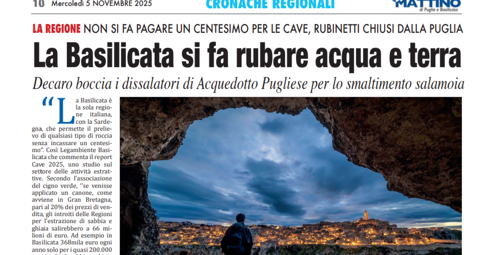 La Basilicata si fa rubare acqua e terra