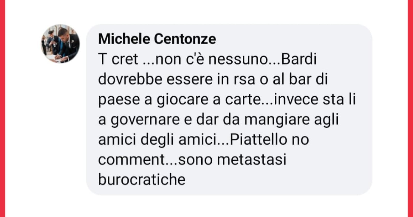«Bardi dovrebbe essere in Rsa»:  commento choc del consigliere comunale di Miglionico