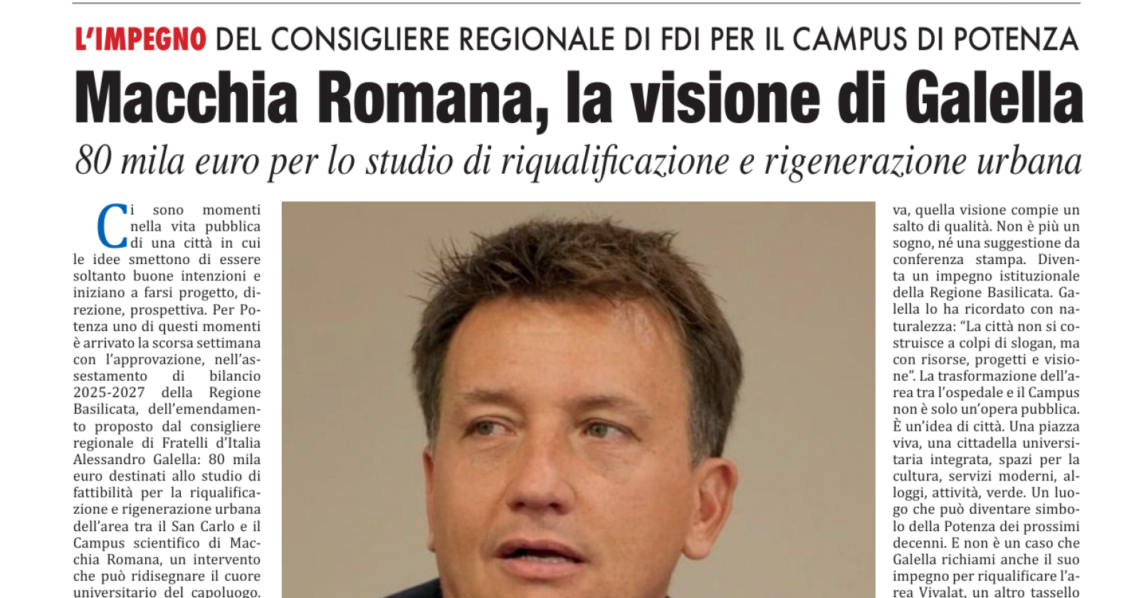 Campus di Macchia Romana: la visione di Galella (FdI)