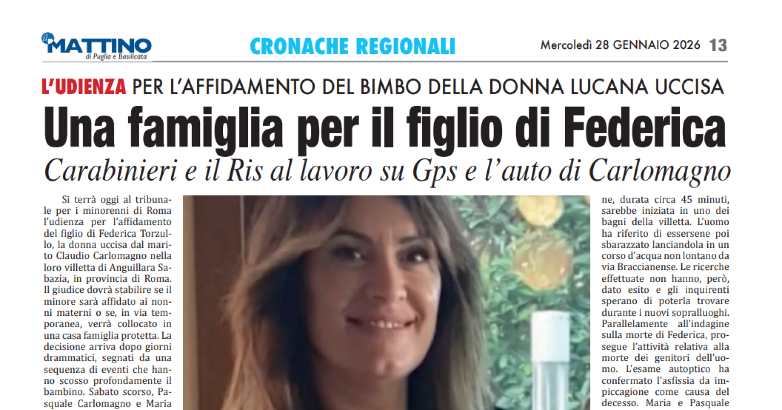 Una famiglia per il figlio di Federica Torzullo