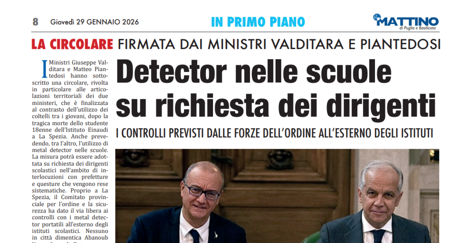 Pi&ugrave; controlli nelle scuole dopo la tragedia di La Spezia