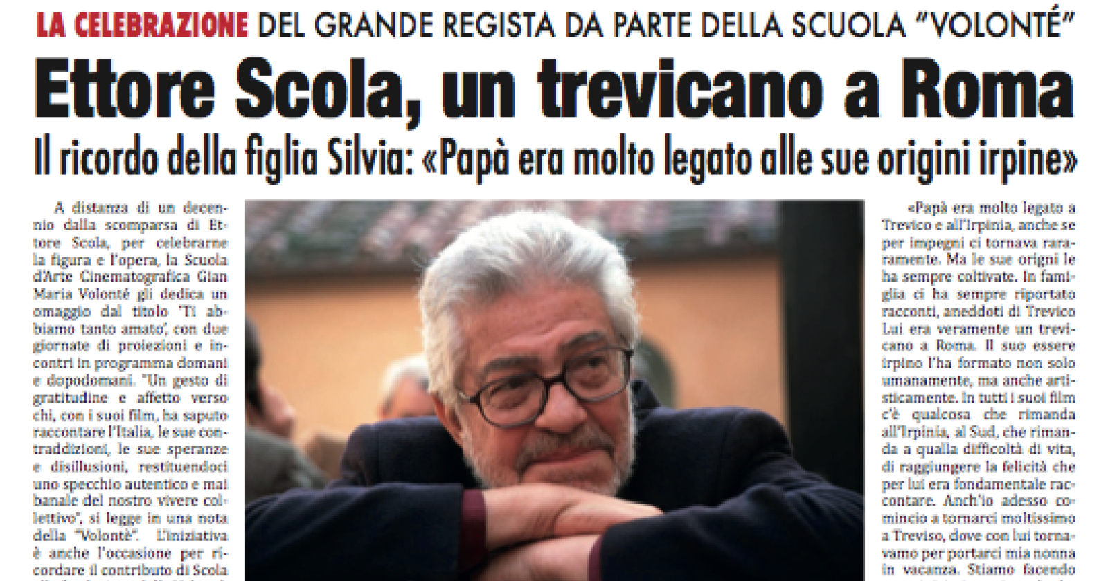 La "Volont&eacute;" celebra Ettore Scola, un trevicano a Roma