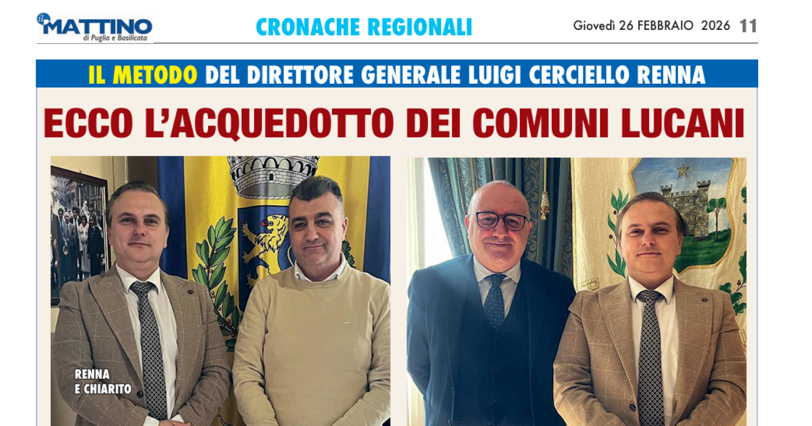 Ecco l'Acquedotto dei Comuni lucani 