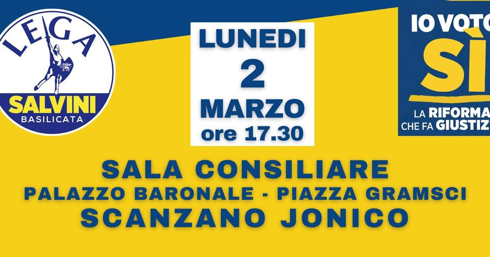Referendum 2026, a Scanzano Jonico l&rsquo;incontro sulle ragioni del S&igrave; targato Lega