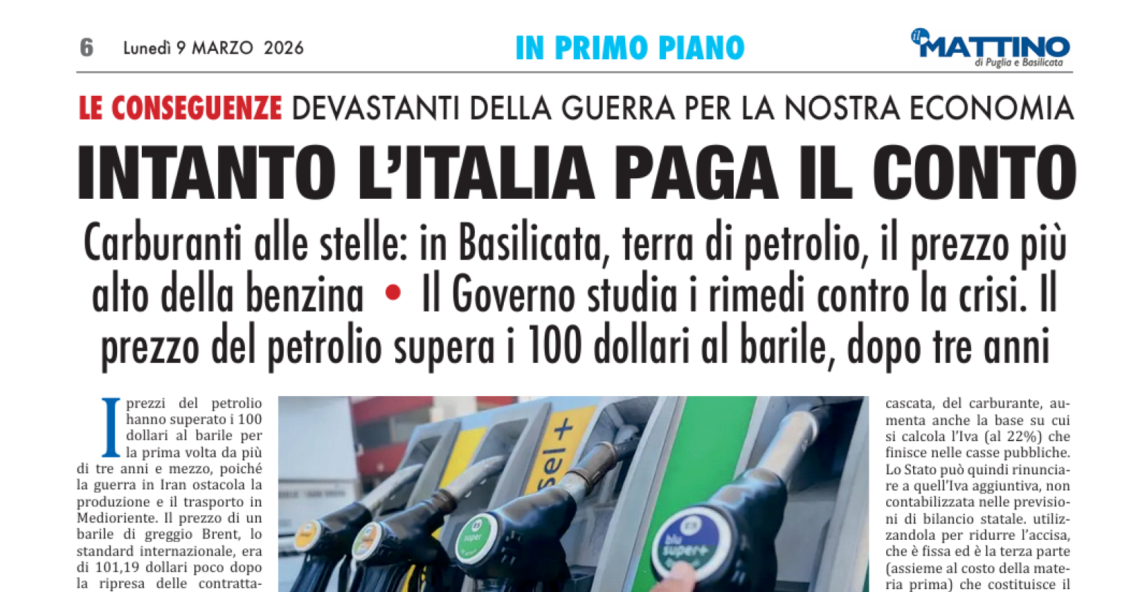 Carburante alle stelle, l'Italia paga il conto della guerra
