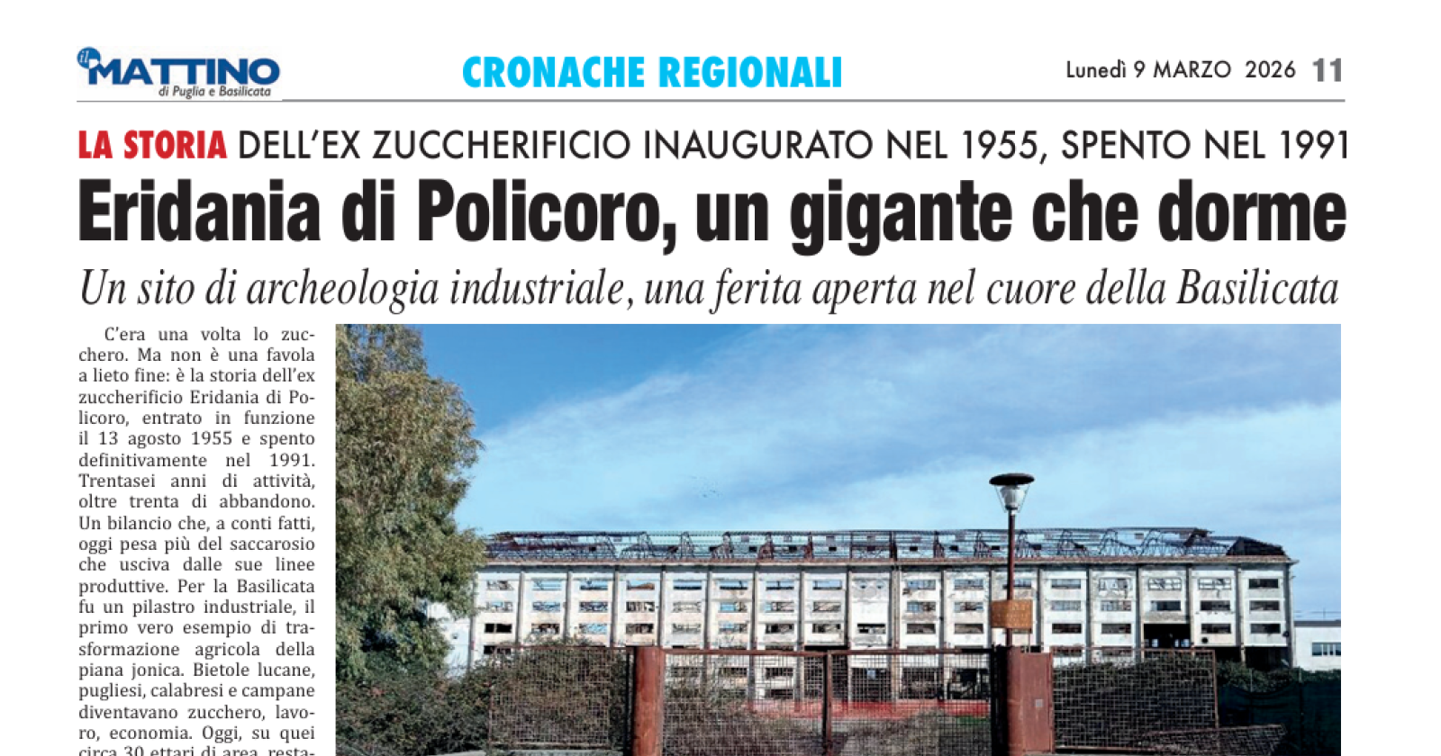 Eridania di Policoro, un gigante che dorme 
