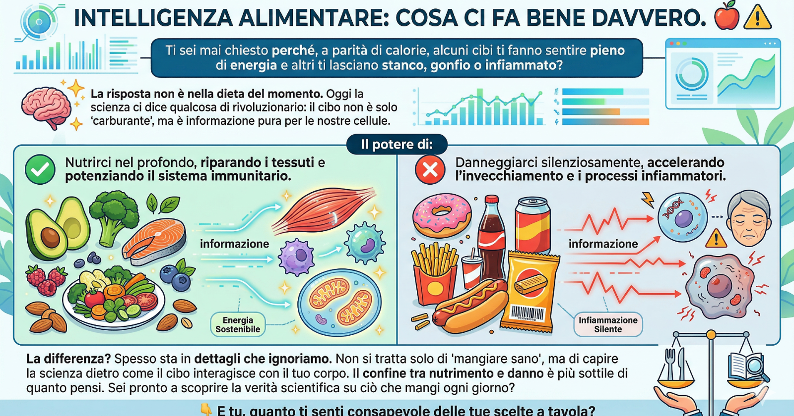 Quali sono i cibi che ci fanno bene e quelli che ci danneggiano?