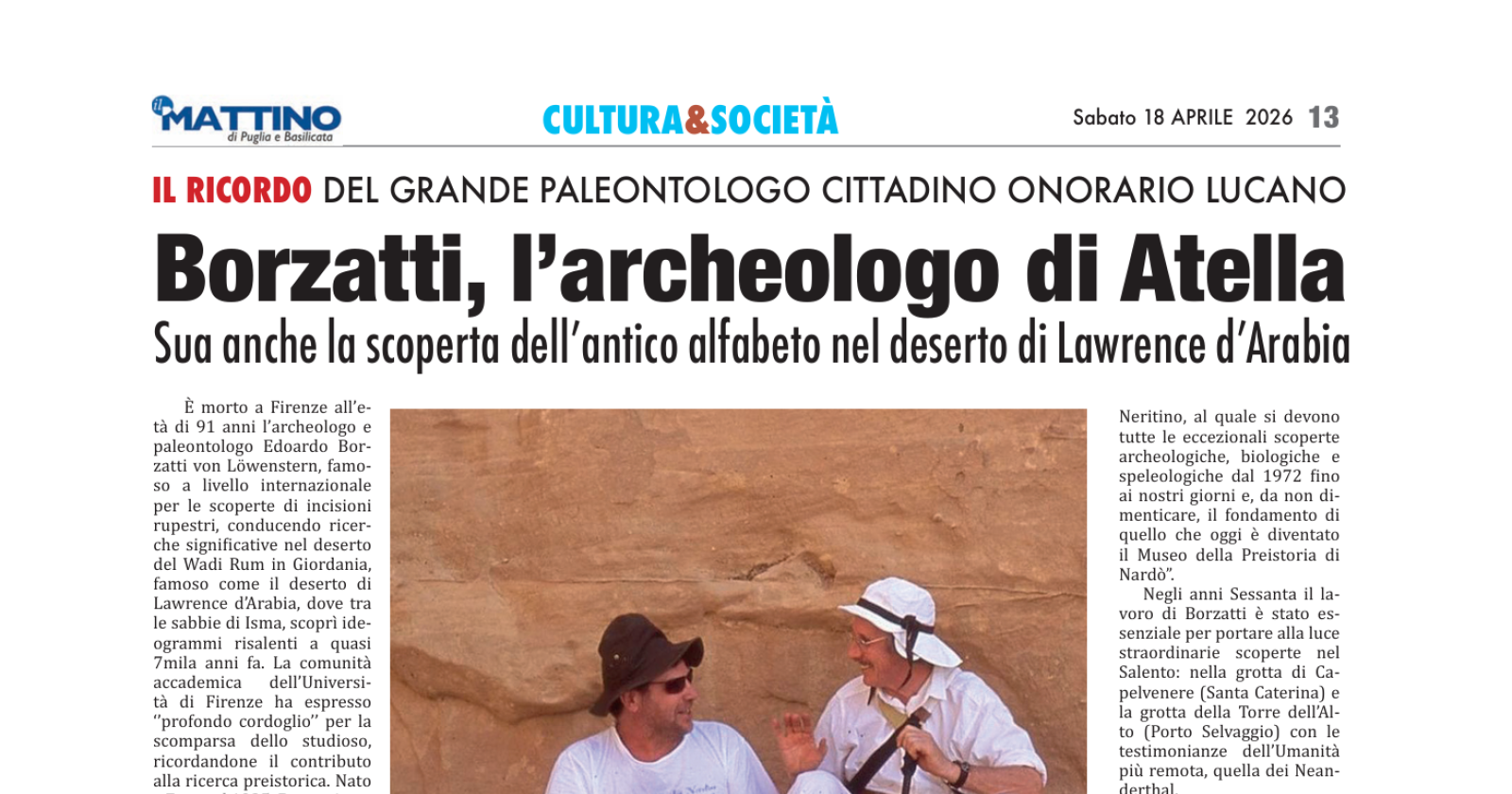 Addio a Edoardo Borzatti, l'archeologo di Atella 