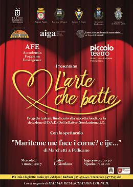 Teatro “Giordano”, spettacolo di beneficenza per l’acquisto di defibrillatori