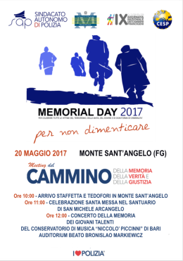 “Cammino della Memoria”, domani cerimonia conclusiva a Monte Sant'Angelo