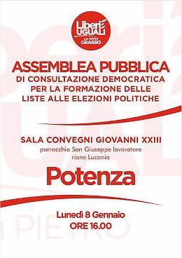 Politiche 2018, l'assemblea pubblica di Liberi e Uguali a Potenza