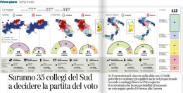 Il tracollo del Partito democratico passa per la Basilicata. Il sondaggio pubblicato dal Corriere della Sera vede un solo collegio possibile al proporzionale