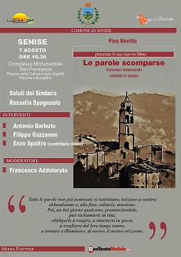 Senise, Pino Rovitto presenta il suo ultimo libro "Le parole scomparse"
 