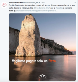 La discutibile pubblicità antimafia della Fondazione Monti Uniti di Foggia