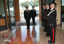 Il Generale dei Carabinieri Tomasone a Foggia per confermare la positiva azione dell'Arma contro la criminalità