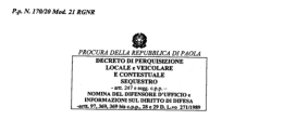 Affari massonici a Moliterno, indagati Antonio e Giuseppe Del Vecchio di Terranova di Pollino